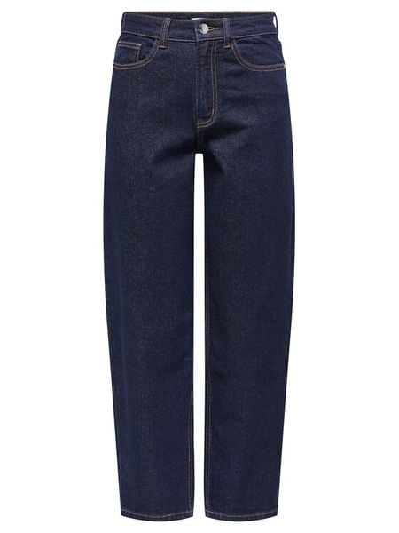 ONLY Jeansy Emily 15356761 Granatowy Mom Fit. Niebieskie jeansy damskie ONLY, bez wzorów, z bawełny. Za 129.99 zł.