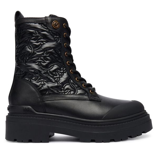 Trzewiki PINKO. Czarne botki damskie Pinko, bez wzorów, bez obcasa, na płaskiej podeszwie, bez zapięcia. Za 879.99 zł.