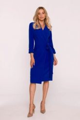 Elegancka sukienka ołówkowa kopertowa z wiązaniem chabrowa. Niebieskie sukienki damskie Stylove, do pracy, l, bez wzorów, biznesowe, bez kołnierzyka, bez ramiączek, kopertowe. Za 449.00 zł.