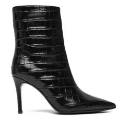 Botki Eva Minge. Czarne botki damskie Eva Minge, bez wzorów, bez obcasa, na szpilce, bez zapięcia. Za 449.99 zł.