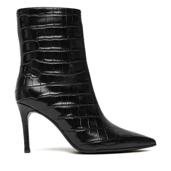 Botki Eva Minge. Czarne botki damskie Eva Minge, bez wzorów, bez obcasa, na szpilce, bez zapięcia. Za 259.99 zł.