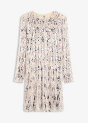 Sukienka z cekinami. Żółte sukienki damskie bonprix, bez wzorów, bez kołnierzyka, bez ramiączek. Za 249.99 zł.