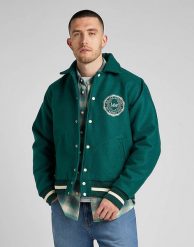 LEE VARSITY JACKET MĘSKA KURTKA PRZEJŚCIOWA LOGO NADRUK ESMERALDA L87TDB96 112321558. Kurtki męskie Lee, l, bez wzorów, bez kaptura. Za 269.99 zł.