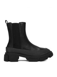 DeeZee Botki 13059-2-BLACK PU Czarny. Czarne botki damskie DeeZee, bez wzorów, z materiału, bez obcasa, na płaskiej podeszwie, bez zapięcia. Za 169.99 zł.