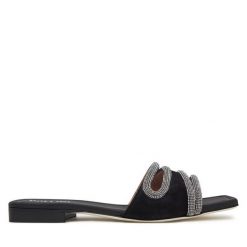 Klapki Pollini. Czarne klapki damskie Pollini, bez wzorów, bez obcasa, bez zapięcia. Za 2,459.00 zł.