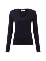 Liu Jo Collection Sweter Kobiety wiskoza niebieski, M. Niebieskie swetry nierozpinane damskie Liu Jo Collection, m, bez wzorów, z dzianiny, bez kołnierzyka, bez ramiączek. Za 399.95 zł.