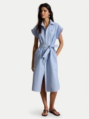 Polo Ralph Lauren Sukienka koszulowa 211A12907001 Niebieski jasny Regular Fit. Niebieskie sukienki damskie Polo Ralph Lauren, bez wzorów, z bawełny, bez kołnierzyka, bez ramiączek, koszulowe. Za 1,199.00 zł.