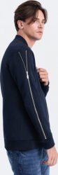 Ombre Bluza męska bomberka z ozdobnymi zamkami na rękawach AMSTERDAM - granatowa B1367 XL. Bluzy męskie Ombre, m, bez wzorów, bez kaptura. Za 269.99 zł.