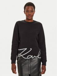 KARL LAGERFELD Bluza 245W1815 Czarny Regular Fit. Czarne bluzy damskie KARL LAGERFELD, xs, bez wzorów, z bawełny, bez ramiączek, bez kaptura. Za 479.99 zł.