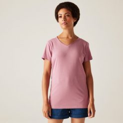 Koszulka turystyczna damska Elkie. Fioletowe bluzki damskie Regatta, bez wzorów, z bawełny, sportowe, bez kołnierzyka, bez ramiączek. Za 134.50 zł.