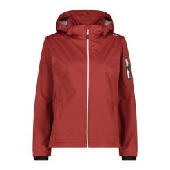 Damska kurtka turystyczna z kapturem CMP. Czerwone kurtki sportowe damskie CMP, bez wzorów, bez ramiączek, z kapturem, trekkingowe. Za 356.00 zł.