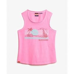 Damski tank top Superdry. Czerwone topy damskie Superdry, bez wzorów, bez kołnierzyka, bez ramiączek. W wyprzedaży za 125.80 zł.