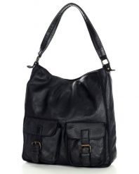 Shopper bag czarny MARCO MAZZINI v195a. Czarne shopperki damskie bez wzorów, ze skóry, na ramię, bez dodatków. Za 379.05 zł.