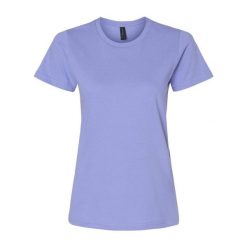 Damska Koszulka Softstyle O Średniej Grubości. Fioletowe bluzki damskie GILDAN, xl, bez wzorów, sportowe, bez kołnierzyka, bez ramiączek. Za 33.99 zł.