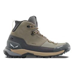 Buty trekkingowe Salewa Puez Leather Mid PTX. Brązowe trekkingi męskie Salewa, z nubiku, bez zapięcia. Za 843.00 zł.