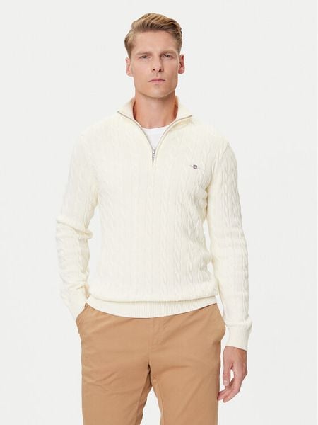 Gant Sweter 8050603 Écru Regular Fit. Swetry męskie GANT, m, bez wzorów, z bawełny, bez kołnierzyka, bez ramiączek. Za 479.99 zł.