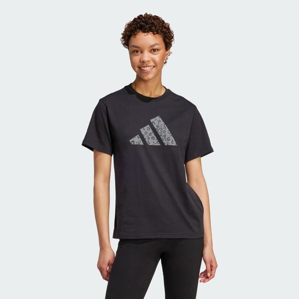 Koszulka z grafiką zwierzęcą. Czarne bluzki damskie Adidas, xl, bez wzorów, z bawełny, sportowe, bez kołnierzyka, bez ramiączek. Za 109.00 zł.