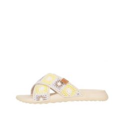 Sandały HEY DUDE CHRISTI SLIDE COTTAGE CROCHE Wielokolorowy. Brązowe sandały damskie PRO BRANDS, bez wzorów, z tkaniny, bez obcasa, bez zapięcia. Za 229.99 zł.