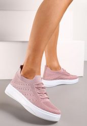 Różowe Buty Sportowe z Cholewką w Skarpetkowym Stylu Timotta. Czerwone obuwie sportowe damskie Renee, bez wzorów, bez zapięcia, tenisowe. Za 49.99 zł.