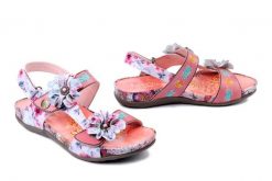 LAURA VITA 0007955 Liloo 06 rose, sandały damskie. Czerwone sandały damskie Laura Vita, bez wzorów, ze skóry, bez obcasa, na obcasie, bez zapięcia. Za 389.90 zł.