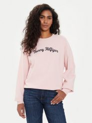 Tommy Hilfiger Bluza Modern Script WW0WW42615 Różowy Regular Fit. Czerwone bluzy damskie Tommy Hilfiger, l, bez wzorów, z bawełny, bez ramiączek, bez kaptura. Za 309.99 zł.