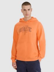 4F Bluza dresowa nierozpinana z kapturem męska - pomarańczowa S. Brązowe bluzy sportowe męskie 4F, m, bez wzorów, z bawełny, z kapturem. W wyprzedaży za 99.99 zł.