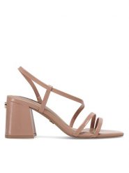 Nine West Sandały WFA2642-1 Różowy. Czerwone sandały damskie Nine West, bez wzorów, z syntetyku, bez obcasa, na słupku, bez zapięcia. Za 199.99 zł.