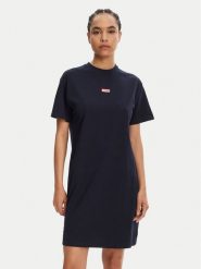 Hunter Sukienka codzienna Carron HARW0055251 Granatowy Regular Fit. Niebieskie sukienki damskie Hunter, na co dzień, xs, bez wzorów, z bawełny, bez kołnierzyka, bez ramiączek, proste. Za 49.99 zł.