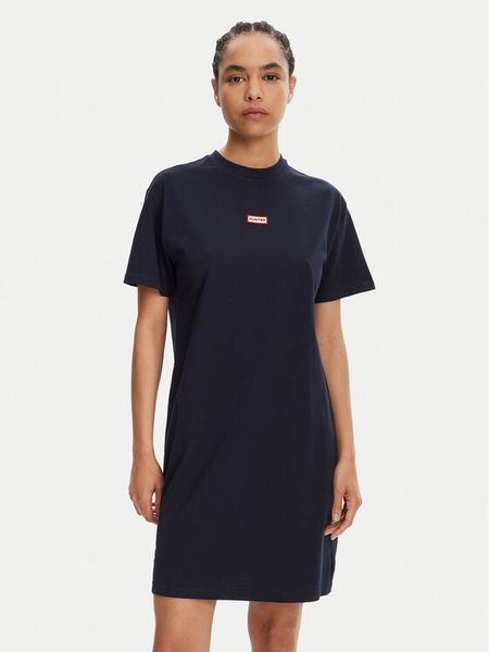 Hunter Sukienka codzienna Carron HARW0055251 Granatowy Regular Fit. Niebieskie sukienki damskie Hunter, na co dzień, xs, bez wzorów, z bawełny, bez kołnierzyka, bez ramiączek, proste. Za 49.99 zł.