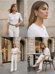 Prążkowany kardigan zapinany na guziki - biały. Białe kardigany damskie Sinsay, l, bez wzorów, prążkowane, bez kołnierzyka. Za 39.99 zł.