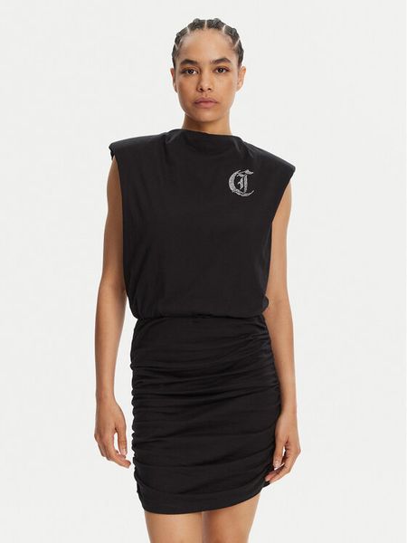 Just Cavalli Sukienka codzienna 78PAOE11 Czarny Regular Fit. Czarne sukienki damskie Just Cavalli, na co dzień, s, bez wzorów, z bawełny, bez kołnierzyka, bez ramiączek, proste. Za 749.99 zł.