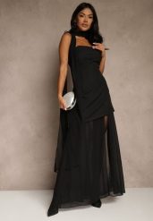 Czarna Wieczorowa Sukienka Bandeau z Dodatkowym Szalem Meridvia. Czarne sukienki damskie Renee, na imprezę, m, bez wzorów, wizytowe, bez kołnierzyka, bez ramiączek, maxi. Za 149.99 zł.