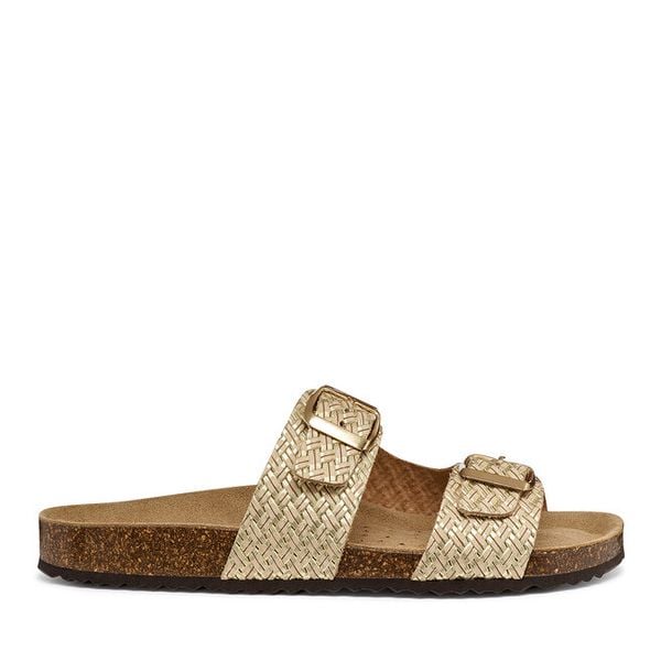 Klapki Geox. Żółte klapki damskie Geox, bez wzorów, bez obcasa, bez zapięcia. Za 230.99 zł.