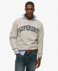 Superdry Bluza Athletic Essentials Crew 100% bawełna – Loose Fit. Szare bluzy damskie Superdry, xl, bez wzorów, z bawełny, retro, bez ramiączek, bez kaptura. Za 374.70 zł.