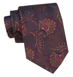 Męski Krawat, Szeroki, Klasyczny - CHATTIER - Kwiaty, Brąz z Bordem. Czerwone krawaty i muchy Chattier, bez wzorów, z tkaniny, eleganckie. Za 49.00 zł.
