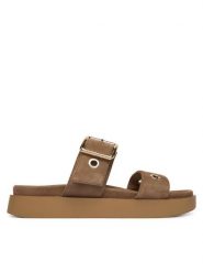 Inuikii Klapki Tilda Buckle 1004.003.0631 Beżowy. Brązowe klapki damskie Inuikii, bez wzorów, ze skóry, bez obcasa, bez zapięcia. Za 899.99 zł.