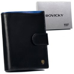 Portfel skórzany Rovicky N4L-RVT-6900 czarny. Czarne portfele męskie ROVICKY, bez wzorów. Za 45.09 zł.
