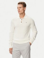 Tommy Jeans Sweter Essential DM0DM20304 Biały Slim Fit. Białe swetry męskie Tommy Jeans, m, bez wzorów, z bawełny, bez kołnierzyka, bez ramiączek. Za 409.99 zł.