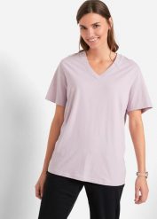 Długi T-shirt (5 szt.). Czerwone t-shirty damskie bonprix, bez wzorów, casualowe, bez kołnierzyka, bez ramiączek. Za 147.99 zł.
