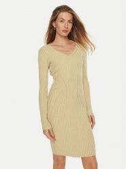 Guess Sukienka dzianinowa Isabella W4BK07 Z3HP2 Beżowy Slim Fit. Brązowe sukienki damskie Guess, l, z aplikacjami, z dzianiny, bez kołnierzyka, bez ramiączek. Za 299.99 zł.