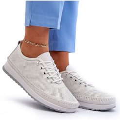 Vinceza Skórzane Sportowe Buty Trampki Damskie Białe Lalnai. Białe trampki i tenisówki damskie bez wzorów, ze skóry, bez zapięcia. Za 260.19 zł.