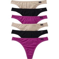 Stringi z bawełny organicznej, 6 par. Czarne majtki damskie bonprix, z bawełny. Za 62.99 zł.