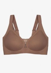 Ciemnobeżowy Biustonosz z Prążkowanego Materiału Ezimere. Brązowe biustonosze Born2be, bez wzorów, prążkowane. Za 59.99 zł.