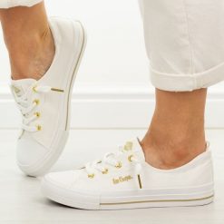 Białe trampki damskie Lee Cooper 4050. Białe trampki i tenisówki damskie Lee Cooper, bez wzorów, z gumy, bez zapięcia. Za 149.00 zł.