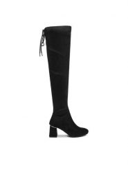 DeeZee Kozaki HX19021-21 Czarny. Czarne kozaki damskie DeeZee, bez wzorów, z materiału, bez obcasa, na słupku, bez zapięcia. Za 229.99 zł.