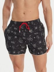 HUGO Szorty kąpielowe Rik 50533795 Czarny Regular Fit. Czarne kąpielówki męskie Hugo, bez wzorów, z syntetyku. Za 211.99 zł.