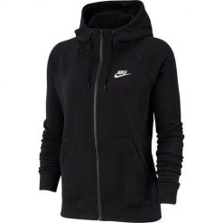 Bluza sportowa damska Nike Wmns Essential FZ Fleece. Czarne bluzy damskie Nike, bez wzorów, sportowe, bez ramiączek, z kapturem. Za 378.00 zł.