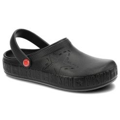 Klapki damskie Big Star, cholewka z tworzywa wsuwana konstrukcja profilowana wkładka gruba podeszwa, czarny, II275001. Czarne klapki damskie BIG STAR, bez wzorów, klasyczne, bez obcasa, bez zapięcia. Za 69.99 zł.