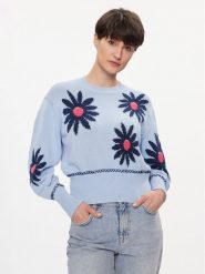 United Colors Of Benetton Sweter 1194E108Y Błękitny Regular Fit. Niebieskie swetry nierozpinane damskie United Colors Of Benetton, m, bez wzorów, z bawełny, bez kołnierzyka, bez ramiączek. Za 219.99 zł.