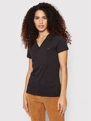 Tommy Hilfiger T-Shirt Heritage Tee WW0WW24969 Czarny Regular Fit. Czarne t-shirty damskie Tommy Hilfiger, s, bez wzorów, z bawełny, bez kołnierzyka, bez ramiączek. Za 109.99 zł.